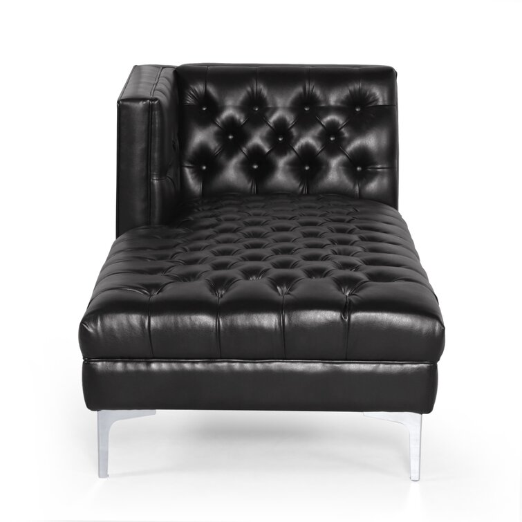 Black faux discount leather chaise lounge